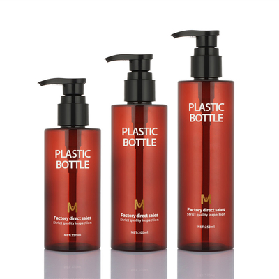 กระบอกฉีดแชมพูขวดกลมสีเหลืองอำพัน 150ml 200ml 250ml สำหรับเจลอาบน้ำ