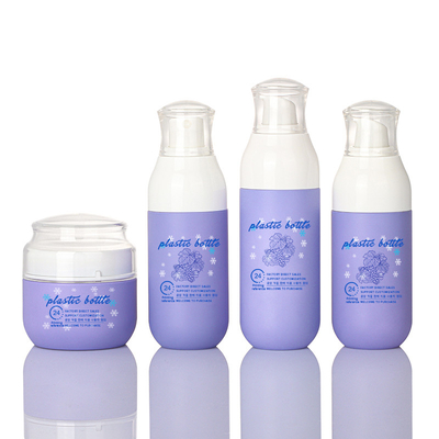 Violet 4 Oz PET Matte Plastic Serum โลชั่นขวดสเปรย์หมอกละเอียด 2 Oz Face Cream Cosmetic Jar Set
