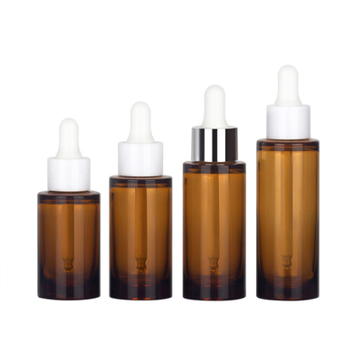 OEM ODM 50ml ขวดหยดเครื่องสำอางบรรจุภัณฑ์ขวดน้ำมันหอมระเหยสีเหลืองอำพัน