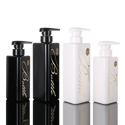 ขายส่ง 100ml 200ml 300ml รูปสามเหลี่ยมรีไซเคิลพลาสติก PET โลชั่นคอนเทนเนอร์ปั๊มสุญญากาศสีดำ 500ml ขวดแชมพู