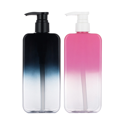 ขวดโลชั่นเครื่องสำอางใสเปล่าขนาด 500 มล. พร้อมปั๊มสุญญากาศไล่โทนสี Pink Black