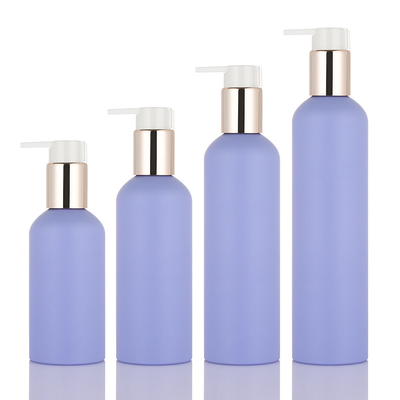 เป็นมิตรกับสิ่งแวดล้อม PET 150ml 200ml 250ml 8 ออนซ์รูปแบบใหม่สีม่วงฝ้าโลชั่นบำรุงผิวกายเจลอาบน้ำขวดกดทองปั๊ม