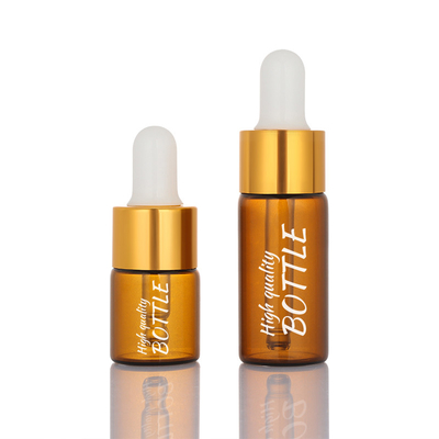 Frosted 5ml 10ml ขวดเครื่องสำอางเปล่า Amber Dropper Round Face Serum Bottle
