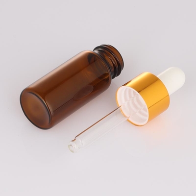 Frosted 5ml 10ml ขวดเครื่องสำอางเปล่า Amber Dropper Round Face Serum Bottle