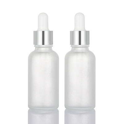 ขวดหยดน้ำมันหอมระเหยแก้วสีขาวด้าน 30ml พร้อมฝาสีเงิน