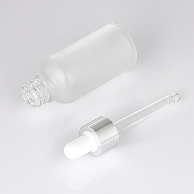 ขวดหยดน้ำมันหอมระเหยแก้วสีขาวด้าน 30ml พร้อมฝาสีเงิน