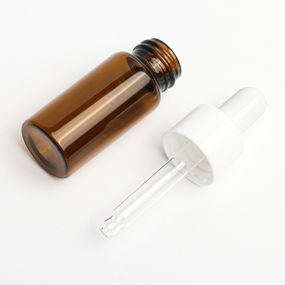 แกะสลักขวดหยดเครื่องสำอางความจุ 1oz สีเหลืองอำพันใสกลม