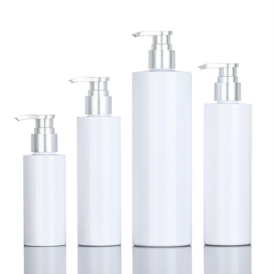 เจลอาบน้ำ PET White Round 200ml 500ml Silver Top Serum Conditioner แชมพูพลาสติกปั๊มขวดบรรจุภัณฑ์บำรุงผิว