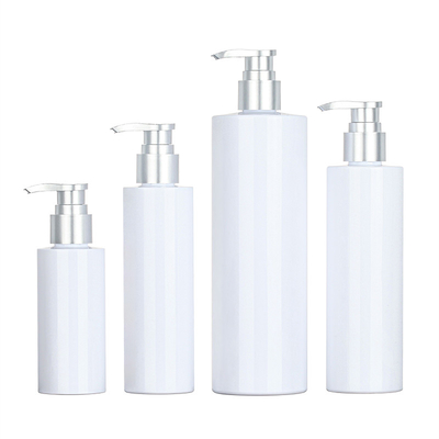 เจลอาบน้ำ PET White Round 200ml 500ml Silver Top Serum Conditioner แชมพูพลาสติกปั๊มขวดบรรจุภัณฑ์บำรุงผิว