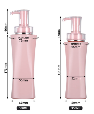 เปล่า 350ml 500 Ml หรูหราบอดี้โลชั่นบรรจุภัณฑ์เจลอาบน้ำคอนเทนเนอร์สีชมพูขวดแชมพู