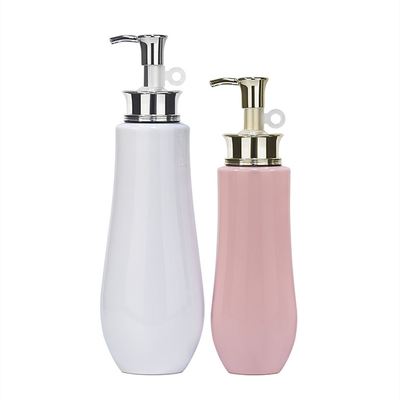 Gold Pump Empty Liquid Cleanser บรรจุภัณฑ์เครื่องสำอาง Pet Squeeze 500ml ขวดแชมพูสีชมพู