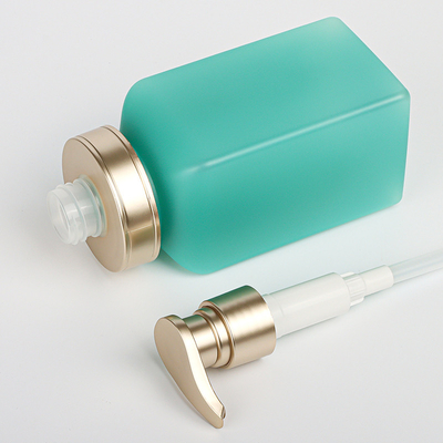 Luxury Gold Top Press Pump Green Body Lotion คอนเทนเนอร์บรรจุภัณฑ์แชมพูขวดพลาสติกสแควร์