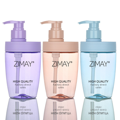 PET Round Bottom Empty Clear Blue 500ml ชุดเจลอาบน้ำและโลชั่นน้ำนมชุดขวดพลาสติกสำหรับสัตว์เลี้ยง