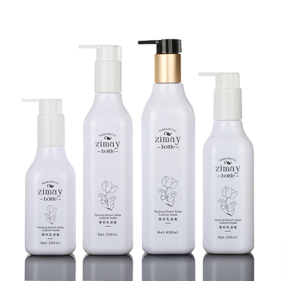 200ml 300ml 350ml 400ml โลชั่นเครื่องสำอางสแควร์หรูหราย่อยสลายได้ทางชีวภาพขวดปั๊มทองสุญญากาศ