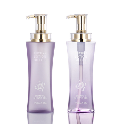 ขายส่ง 350ml 500ml Pet Empty พลาสติกใสขวดแชมพูเครื่องสำอางหรูหราปั๊มทองโลชั่นคอนเทนเนอร์