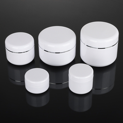 PET Cream บรรจุภัณฑ์ Jar Silver Line ทรงกลม, 2 Oz Cosmetic Containers