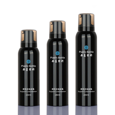 กระบอก PET 180ml 200ml บรรจุภัณฑ์เครื่องจ่ายสบู่โฟมสีดำขวดปั๊มสุญญากาศ